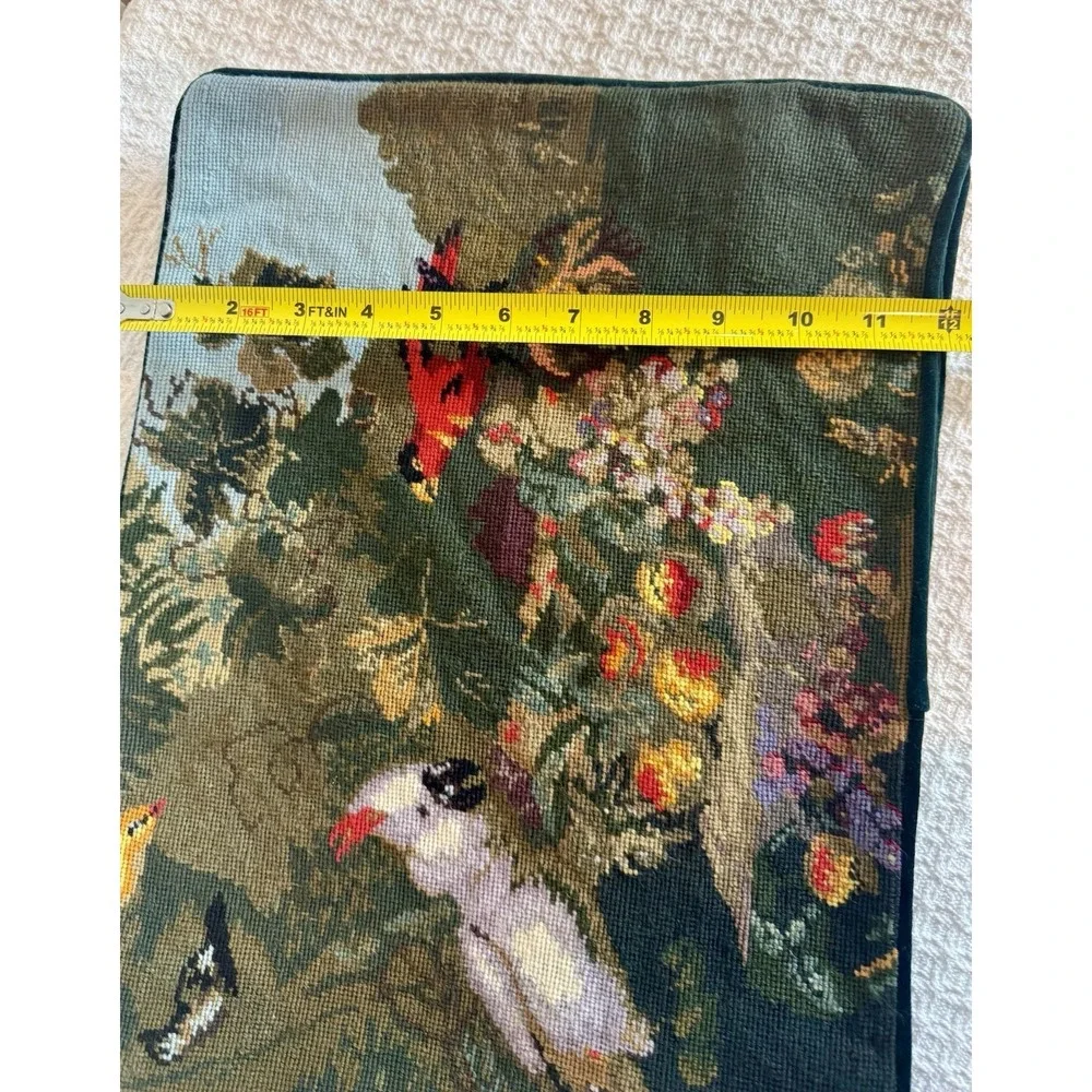 Set of 2 New C&F Wool Needlepoint Tropical Birds Throw Pillow Covers 16x12